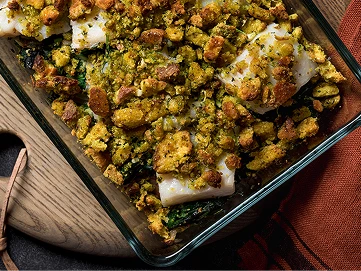 Bacalhau com crosta de broa